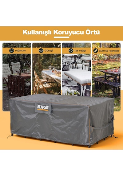 Haegs Bahçe Mobilyası Örtüsü, 250-210-90cm, Ağır Hizmet Oxford Kumaş, Su Geçirmez, Dış Mekan Veranda Masa Ör Genel