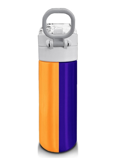 Coral High Kids Renkli Çizgili Desenli Pipetli Ve Direkt İçim Çelik Termos 500 Ml 31874 Mor - Lila
