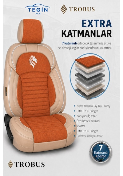 Fiat Albea 2002-2012 Araca Uyumlu Premium Tay Tüyü Koltuk Kılıfı Liona Serisi Tarçın