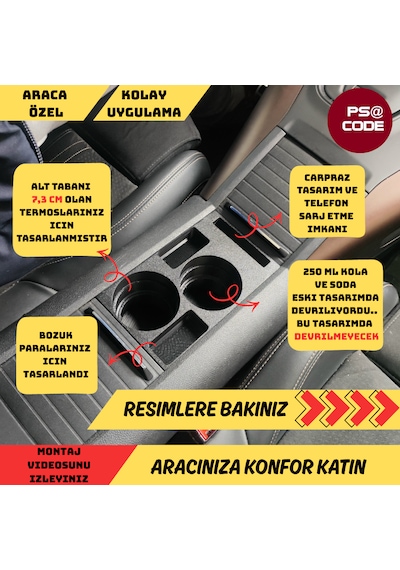 Citroen Berlingo-peugeot Rifter-proace City-fiat Doblo-opel Combo Uyumlu Orta Konsol Bardaklık 001
