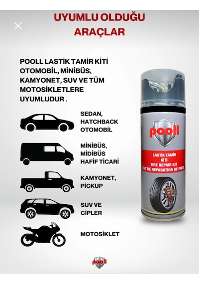 Lastik Tamir Kiti Spreyi Köpüğü Acil Lastik Şişirme Kiti 400 Ml