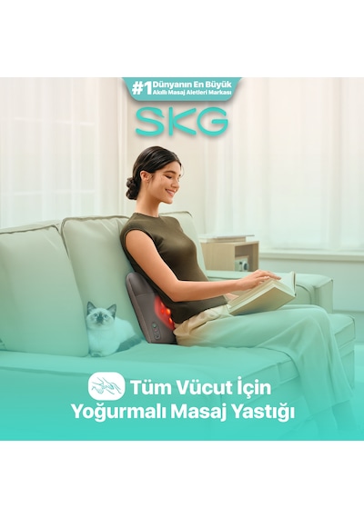 SKG VS500 Masaj Yastığı | Bel Sırt Boyun Kalça Omuz | Isı Destekli, Kablosuz, Ergonomik, Type-C Şarjlı