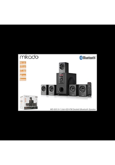 Mıkado Md-505, 70w, 5+1, Masaüstü, Fm/bt/sd/usb, Siyah Kasa, Speaker