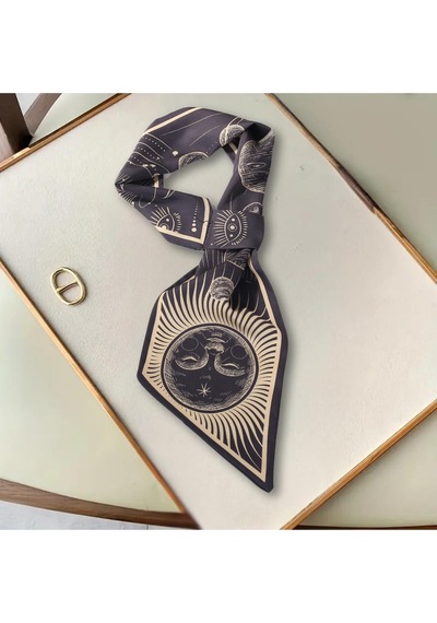 Walkenzo Kozmik Evren Temalı Galaksi Desenli Şık Kadın Kravat Fular Siyah