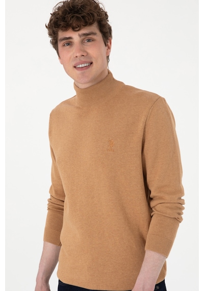 U.S. Polo Assn. Erkek Slim Fit Yarım Balıkçı Yaka Camel Melanj Basic Kazak 50288887-VR122 U.S. Polo Assn. Erkek Slim Fit Yarım Balıkçı Yaka Camel Melanj Basic Kazak 50288887-VR122