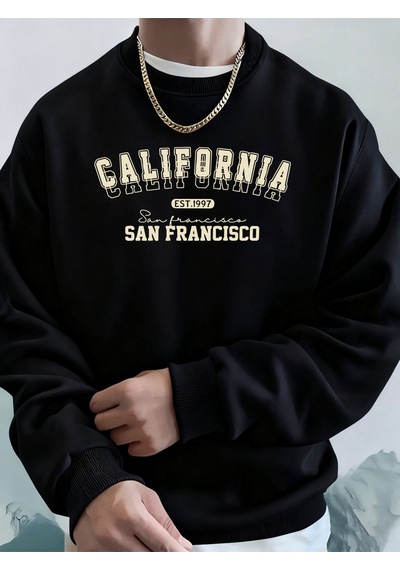 Startmore Startmorecalifornia San Francisco Est 1997 Baskı Sonbahar Koşu Kapüşonlu Üstü Erkek Günlük Basit Tişör Siyah