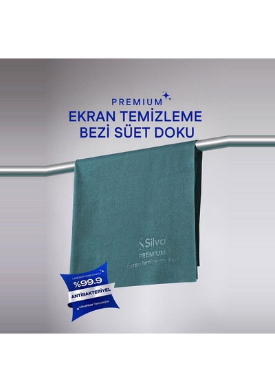 Premium Ekran Temizleme Bezi Süet Doku 30x30 Cm, Mikrofiber Ekran Temizleyici, Tv Monitör Laptop Tablet Telefon Gözlük İçin, Spreysiz Kuru Temizlik, İz Ve Hav Bırakmaz, Petrol Yeşili