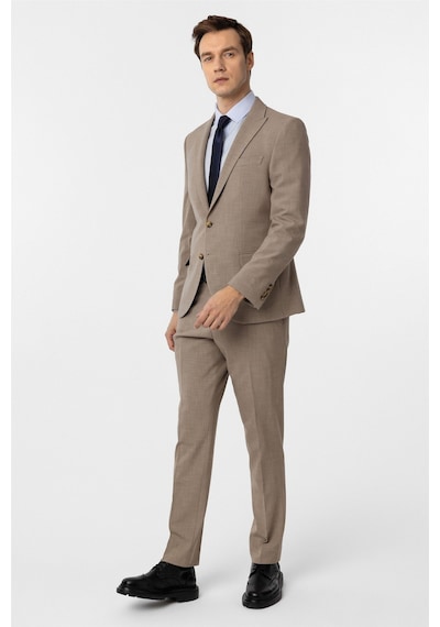 Süvari Sütlü Kahve Slim Fit Desenli Sivri Yaka 6 Drop Klasik Takım Elbise Süvari Sütlü Kahve Slim Fit Desenli Sivri Yaka 6 Drop Klasik Takım Elbise