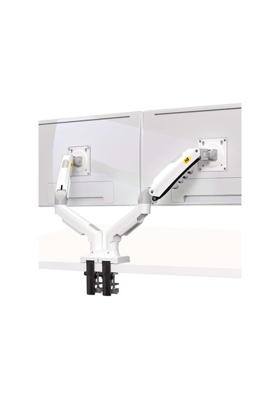 Nb F160 Beyaz 17-27" Çift Kol Monitör Tutucu 2-9 Kg Amostisörlü Vesa Monitör Standı
