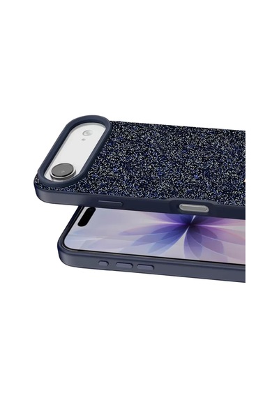Apple iPhone Uyumlu 17 Air Bright Simli Kapak - Mavi Bz8683140906054