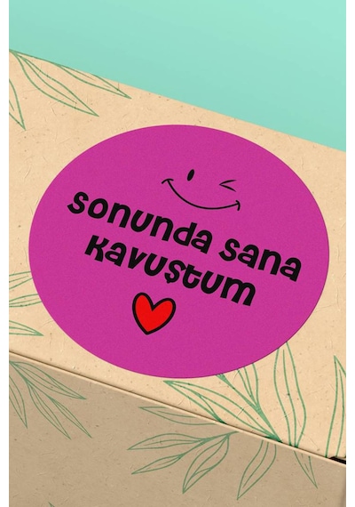 Sonunda Sana Kavuştum Fuşya Sticker 3x3cm St2345 Çok Renkli