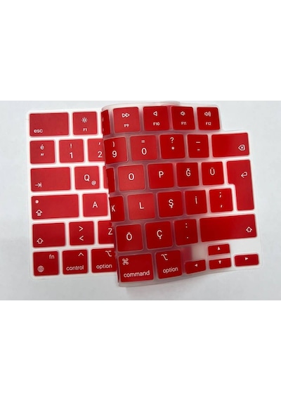 Arabulalaca Apple Uyumlu MacBook Pro 14.2 A2442 Türkçe Silikon Klavye Bordo