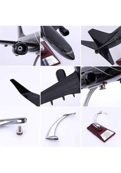 Zekupp - Maket Uçak - Boeing 737-800 1/100 - SİYAH ÖZEL TASARIM Model Uçak