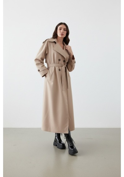 Durivya Apoletli Oversize Trençkot Camel