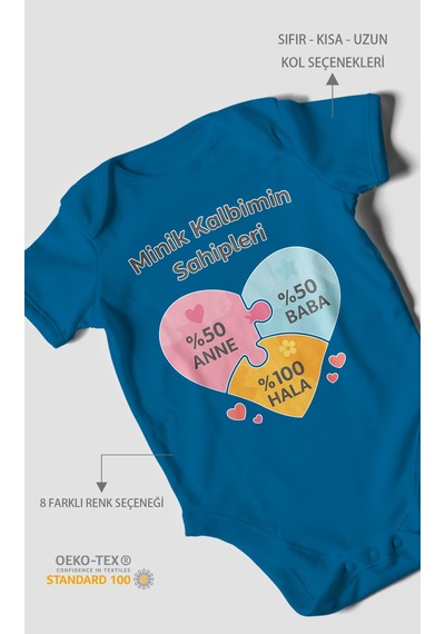 Morivokids Aileye Özel Kısa Kollu Bebek Body %100 Pamuk Koyu Mavi