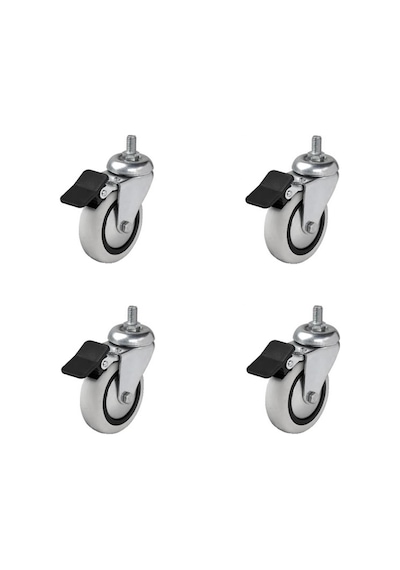 4 Adet Hts Döner 3/8 Vidalı Frenli Mobilya Tekeri Çap : 74 Mm Kod : 354