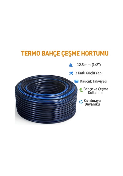 30 Metre Termo Kauçuklu Bahçe Hortumu Dayanıklı 3 Katlı Sağlam Su Sulama Yıkama Hortum 12.5 Mm 1/2 30 Metre Termo Kauçuklu Bahçe Hortumu Dayanıklı 3 Katlı Sağlam Su Sulama Yıkama Hortum 12.5 Mm 1/2