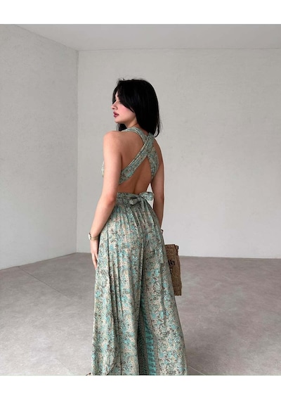Boho Bağlama Tasarım Viskon Geniş Yanlar Kısa İspanyol Paça Yazlık Tatil Sahil Uzun Bohem Tulum Mint Mint Boho Bağlama Tasarım Viskon Geniş Yanlar Kısa İspanyol Paça Yazlık Tatil Sahil Uzun Bohem Tulum Mint Mint