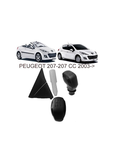 Vites Topuzu (Spor Tip-Siyah) + Vites Kol Körük Peugeot 207 2003-
