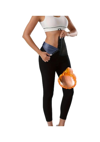 Mistirik Sauna-tayt Model Terleten Yüksek Bel Spor Termal Tayt Siyah