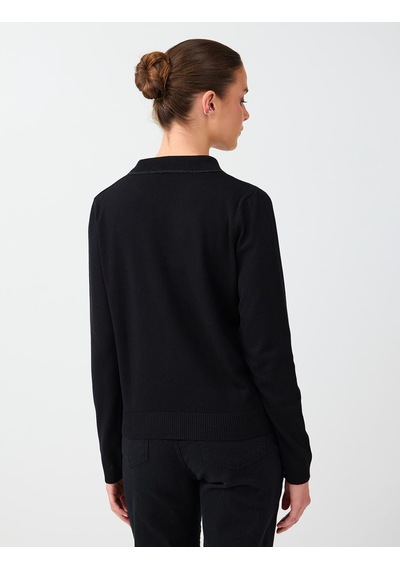 Jimmy Key Siyah Polo Yaka Basic Triko Kazak 6ww137159900