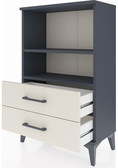 Arges Komodin 2 Raflı 2 Çekmeceli 60x30x96 Antrasit-aytaşı Antrasit