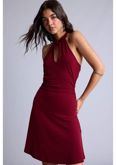 Defacto Modern Fıt Halter Yaka Elbise I5081ax26smbr43 Bordo-br43