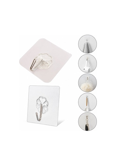 İbico İ17-023 Askı 10 Adet Tekli Metal Uçlu Mika Kristal Pls. Tabanlı Şeffaf Pvc Yapışkanlı Montaj - 25'li Paket