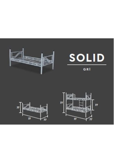 Ranzaci Solid Ranza 90x190 Genç Çocuk Yatak Odası Metal Ranza Gri
