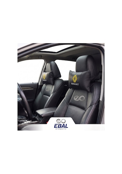 Renault Logolu Oto Koltuk Boyun Yastığı 2 Parça Tüm Modeller İçin Uygundur Siyah