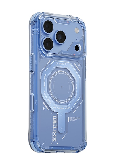 Apple Uyumlu iPhone 18 Pro Max Uyumlu Kılıf Skinarma M-safe Şarj Özellikli Airbag Tasarımlı Magma Kapak Mavi