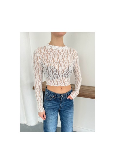Verymoda Dantel Abiye Bluz F1886 Krem