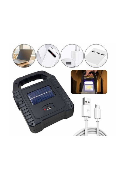 Mobgift 3 Kademeli Usb Çıkışlı Şarjlı Solar Lamba Led Işık Kaynağı Mavi