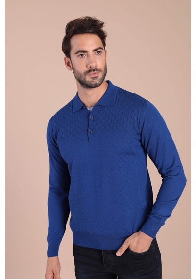 Ferraro Polo Yaka Superfine Yün Kazak - Saks Saks (490432989) Saks