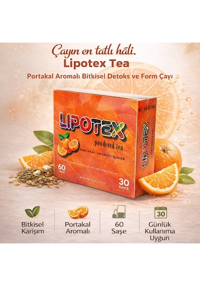 Lipotex Bitkisel Detox Çay Toz Saşe Çay 60’lı 30 Günlük Sabah Akşam Kullanım