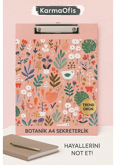 A4 Sekreterlik Botanik Çiçek Ve Yaprak Desenli Trend Ürün
