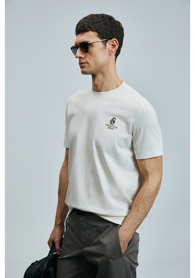 Lufian 111020263 Olıvıa Modern Grafik T- Shirt Erkek Tişort Ekru