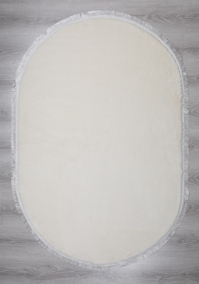 My Evilla Modern Dekoratif Oval Spor Saçaklı Puffy Peluş Halı Yolluk 001