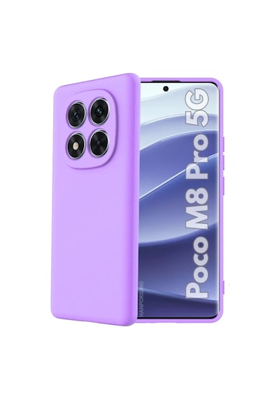 Poco M8 Pro 5g Uyumlu Silikon Kılıf - Pastel Renk Tonu Kamera Korumalı Esnek Kapak - Lila