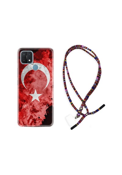 Oppo A15S Kılıf Rasta Boyun Askılı Şanlı Türk Bayrağı 1315