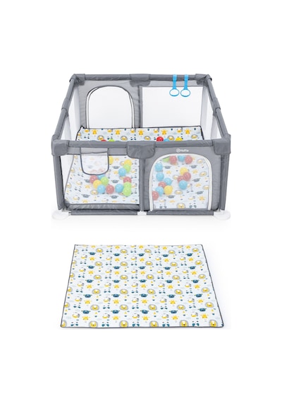Playard Maxi Güvenli Bebek Ve Çocuk Oyun Alanı Oyun Parkı 150x150cm Oyun Matı Ve Topları Gri