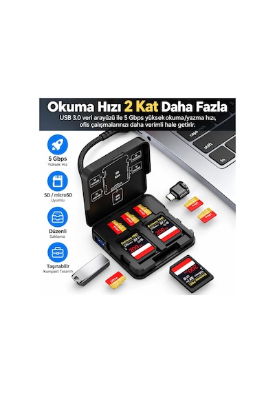 5 Kart Yuvalı Usb 3.0 Hafıza Kartı Okuyucu, Usb-a Ve Type-c Çift Girişli Sd/tf, 5 Gbps Yüksek Hızlı Veri Aktarımı, 2 Sd Ve 3 Micro Sd Kart Desteği, Telefon Tablet Bilgisayar Uyumlu Siyah 5 Kart Yuvalı Usb 3.0 Hafıza Kartı Okuyucu, Usb-a Ve Type-c Çift Girişli Sd/tf, 5 Gbps Yüksek Hızlı Veri Aktarımı, 2 Sd Ve 3 Micro Sd Kart Desteği, Telefon Tablet Bilgisayar Uyumlu Siyah