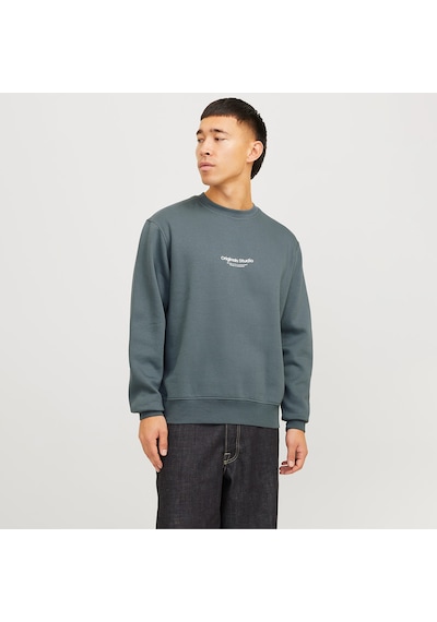 Jack & Jones Jack&jones Vesterbro Erkek Yeşil Bisiklet Yaka Sweatshirt Gri