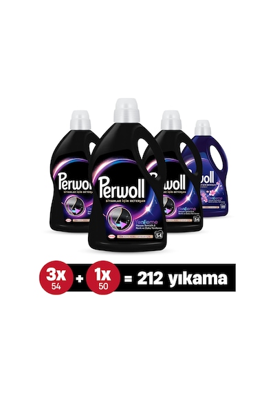 Çamaşır Deterjanı 4'lü Set X3 Siyah 2,97l , X1 Koyu Renk Çiçek Cazibesi 2,75l 212 Yıkama