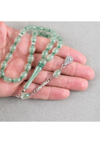 Kedigözü Alpaka Püsküllü Beyzi Kesim 7x11mm Tesbih- Yeşil