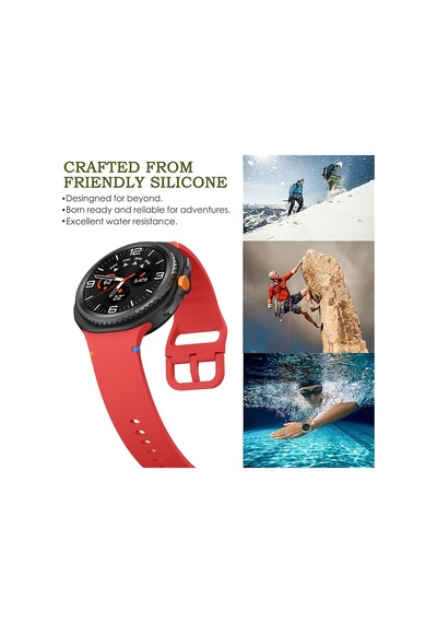 Caseonn Samsung Galaxy Watch 8 Classic 46mm Kordon Dikiş Detaylı Esnek Silikon Kayış Bej