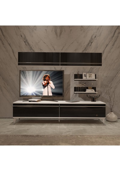 Decoraktiv Eko 5 Mdf Std Silver Tv Ünitesi Tv Sehpası Beyaz - Siyah