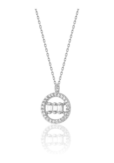 Zanaatsilver 925 ayar Gümüş Zincirli 3 Sıralı Baget taşlı kolye