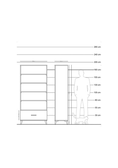 Hyperion Dolap 4 Raflı Tek Çekmeceli 88x44x195 Çam-antrasit Atlas Çam