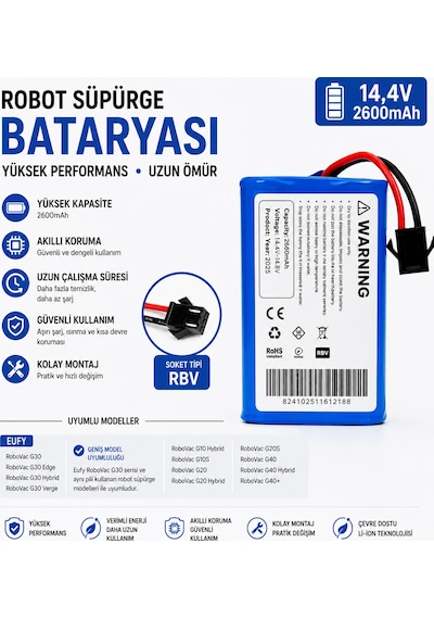 Ecovacs Deebot 501 Uyumlu Robot Süpürge Bataryası 14.4v 2600mah Li-ion